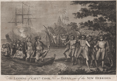 The Landing of Capt Cook &c at Tanna, one of the New Hebrides